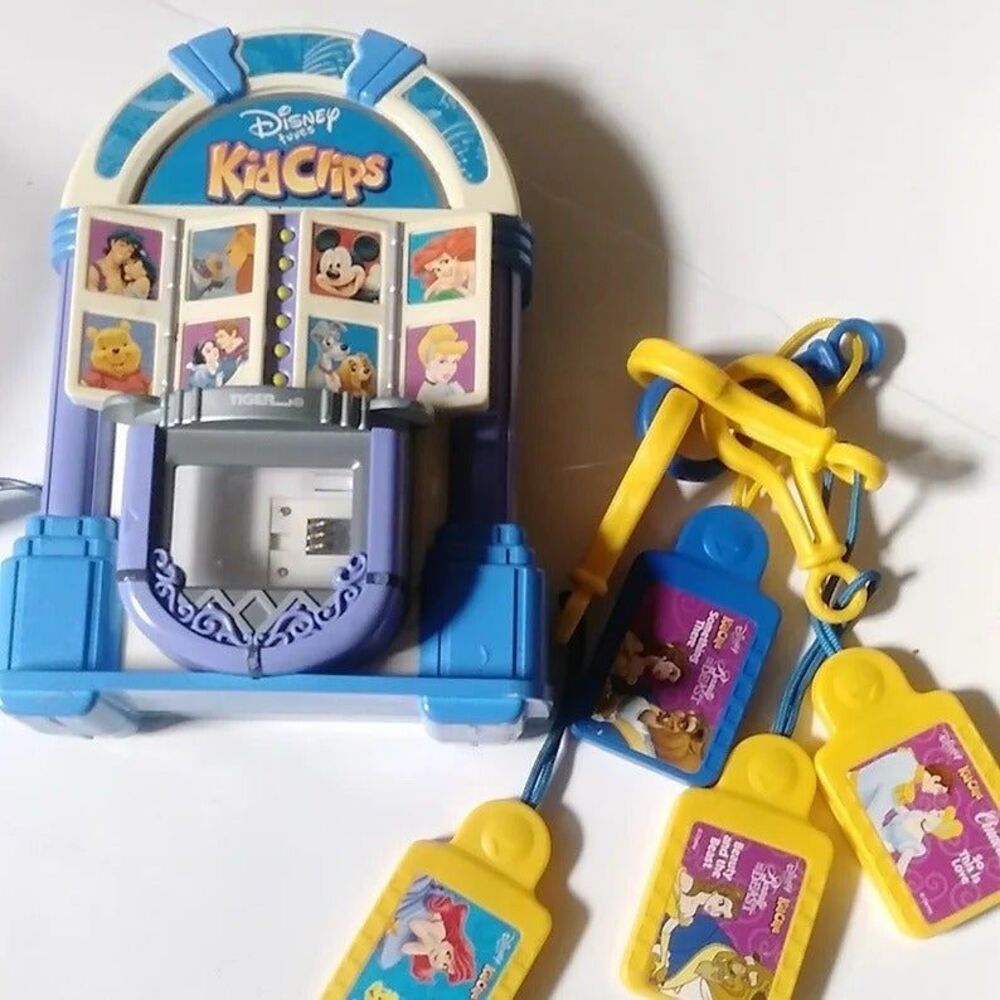 Disney Tunes Kid Clips Jukebox and 4 Clips Lot 2002 Tiger Electronics Vtg Toy
